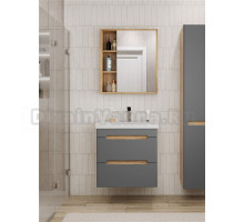 Мебель для ванной комнаты SanStar Diva 60 подвесная, графит софт, дуб вотан, раковина Фостер 60