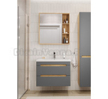 Мебель для ванной комнаты SanStar Diva 70 подвесная, графит софт, дуб вотан, раковина Миранда 70