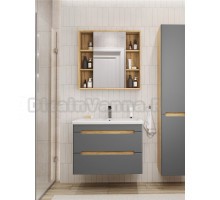 Мебель для ванной комнаты SanStar Diva 80 подвесная, графит софт, дуб вотан, раковина Como 80