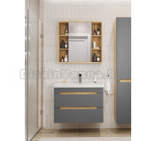 Мебель для ванной комнаты SanStar Diva 80 подвесная, графит софт, дуб вотан, раковина Fest 80