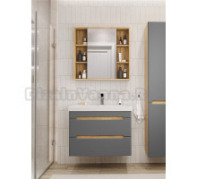 Мебель для ванной комнаты SanStar Diva 80 подвесная, графит софт, дуб вотан, раковина Moduo 80