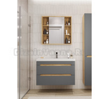 Мебель для ванной комнаты SanStar Diva 100 подвесная, графит софт, дуб вотан, раковина Фостер 100