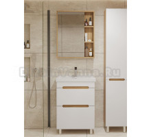 Мебель для ванной комнаты SanStar Diva 50 напольная, матовая белая, дуб вотан, раковина Fest 50