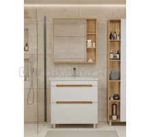 Мебель для ванной комнаты SanStar Diva 70 напольная, матовая белая, дуб вотан, раковина Como 70