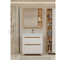 Мебель для ванной комнаты SanStar Diva 70 напольная, матовая белая, дуб вотан, раковина Фостер 70