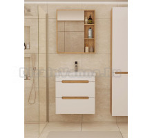 Мебель для ванной комнаты SanStar Diva 50 подвесная, матовая белая, дуб вотан, раковина Moduo 50