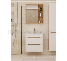 Мебель для ванной комнаты SanStar Diva 50 подвесная, матовая белая, дуб вотан, раковина Fest 50