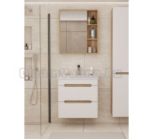 Мебель для ванной комнаты SanStar Diva 60 подвесная, матовая белая, дуб вотан, раковина Fest 60