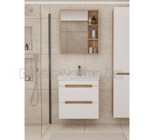 Мебель для ванной комнаты SanStar Diva 60 подвесная, матовая белая, дуб вотан, раковина Фостер 60