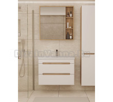 Мебель для ванной комнаты SanStar Diva 70 подвесная, матовая белая, дуб вотан, раковина Миранда 70