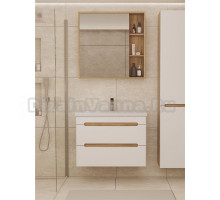 Мебель для ванной комнаты SanStar Diva 70 подвесная, матовая белая, дуб вотан, раковина Фостер 70