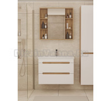 Мебель для ванной комнаты SanStar Diva 80 подвесная, матовая белая, дуб вотан, раковина Como 80