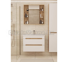 Мебель для ванной комнаты SanStar Diva 80 подвесная, матовая белая, дуб вотан, раковина Moduo 80