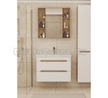 Мебель для ванной комнаты SanStar Diva 80 подвесная, матовая белая, дуб вотан, раковина Fest 80