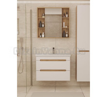 Мебель для ванной комнаты SanStar Diva 80 подвесная, матовая белая, дуб вотан, раковина Фостер 80