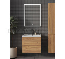 Мебель для ванной комнаты SanStar Riana 60 подвесная, дуб крафт золотой, раковина Миранда 60