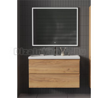 Мебель для ванной комнаты SanStar Riana 100 подвесная, дуб крафт золотой, раковина Фостер 100