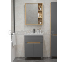 Мебель для ванной комнаты SanStar Модена 50 напольная, графит софт, дуб вотан, раковина Moduo 50