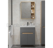 Мебель для ванной комнаты SanStar Модена 60 напольная, графит софт, дуб вотан, раковина Fest 60