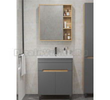 Мебель для ванной комнаты SanStar Модена 70 напольная, графит софт, дуб вотан, раковина Миранда 70