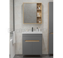 Мебель для ванной комнаты SanStar Модена 70 напольная, графит софт, дуб вотан, раковина Фостер 70