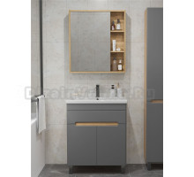 Мебель для ванной комнаты SanStar Модена 70 напольная, графит софт, дуб вотан, раковина Como 70