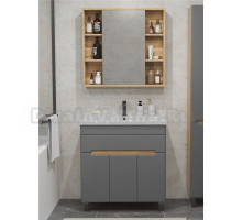 Мебель для ванной комнаты SanStar Модена 80 напольная, графит софт, дуб вотан, раковина Миранда 80