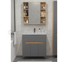 Мебель для ванной комнаты SanStar Модена 80 напольная, графит софт, дуб вотан, раковина Фостер 80