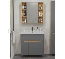 Мебель для ванной комнаты SanStar Модена 80 напольная, графит софт, дуб вотан, раковина Fest 80