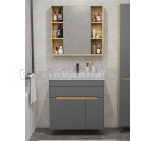 Мебель для ванной комнаты SanStar Модена 80 напольная, графит софт, дуб вотан, раковина Moduo 80