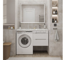 Мебель для ванной комнаты SanStar Толедо 110 R подвесная, под стиральную машину, глянцевая белая, раковина Даллас 110