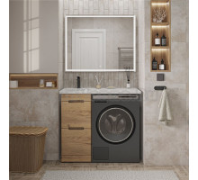 Мебель для ванной комнаты SanStar Толедо 100 L напольная, под стиральную машину, gold craft, дуб вотан, раковина Даллас 100