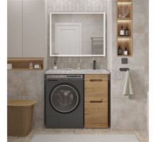 Мебель для ванной комнаты SanStar Толедо 100 R напольная, под стиральную машину, gold craft, дуб вотан, раковина Даллас 100