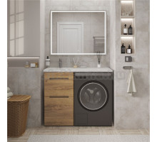 Мебель для ванной комнаты SanStar Толедо 120 L напольная, под стиральную машину, gold craft, дуб вотан, раковина Даллас 120