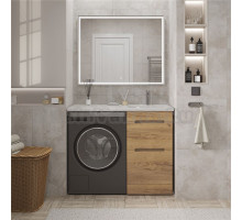 Мебель для ванной комнаты SanStar Толедо 120 R напольная, под стиральную машину, gold craft, дуб вотан, раковина Даллас 120