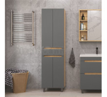 Шкаф-пенал для ванной SanStar Diva 50 графит софт, дуб вотан