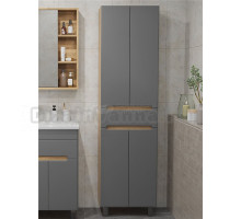 Шкаф-пенал для ванной SanStar Модена 50 графит софт, дуб вотан