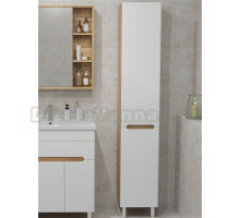 Шкаф-пенал для ванной SanStar Модена 30 глянцевый белый, дуб вотан