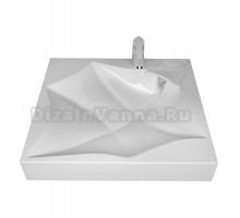 Раковина над стиральной машиной DIWO Краснодар 60x50 глянцевая белая, прямоугольная, литьевой мрамор, с комплектом кронштейнов