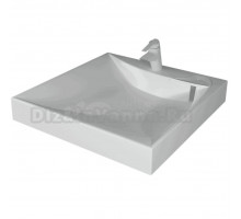 Раковина над стиральной машиной DIWO Тольятти 60x60 глянцевая белая, квадратная, литьевой мрамор, с комплектом кронштейнов