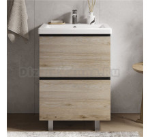 Тумба под раковину без столешницы Vigo Cross 60 напольная, 2 ящика, светлое дерево