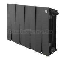 Радиатор биметаллический секционный Royal Thermo PianoForte 300 VR80 8 секций, дизайнерский, нижнее правое подключение, черный