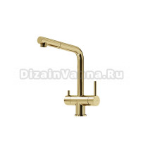 Смеситель для кухни Sancos Spin, с вытяжным изливом и краном под фильтр для питьевой воды, полированное золото, SC4015ZG, PVD покрытие