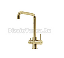 Смеситель для кухни Sancos Vela, с краном под фильтр для питьевой воды, полированное золото, SC4013ZG, PVD покрытие