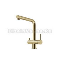 Смеситель для кухни Sancos Spin, с вытяжным изливом и краном под фильтр для питьевой воды, брашированное золото, SC4015BG, PVD покрытие