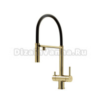 Смеситель для кухни Sancos Imola, с гибким изливом и краном под фильтр для питьевой воды, полированное золото, SC4010ZG, PVD покрытие