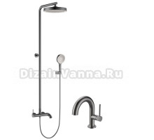 Душевая стойка Elghansa Radiant XQ 2347281-2R-Gun-P вороненая сталь P + Смеситель Elghansa Radiant XQ 1637181 gun metal P