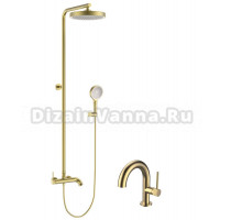 Душевая стойка Elghansa Radiant XQ 2347281-2R матовое золото P + Смеситель Elghansa Radiant XQ 1637181 matt gold P