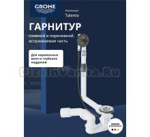 Сливной и переливной гарнитур GROHE Talento, встраиваемая часть, (28939000)