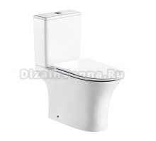 Унитаз-компакт напольный AZARIO Fretta Round AZ-7121A безободковый, с микролифтом, глянцевый белый